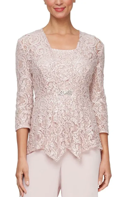 Sequin lace twin set