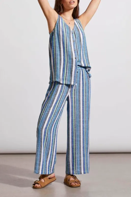 Linen blend flowy stripe pant