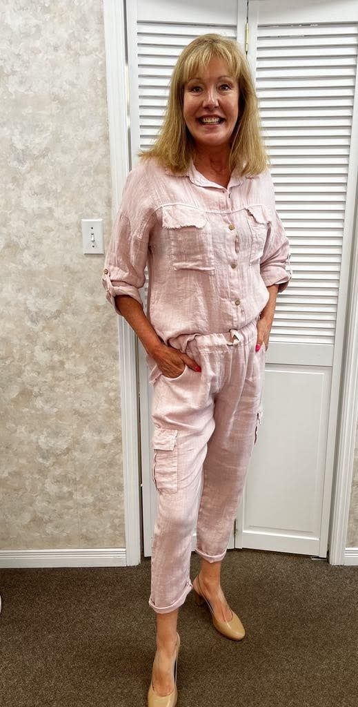Frayed hem linen blouse