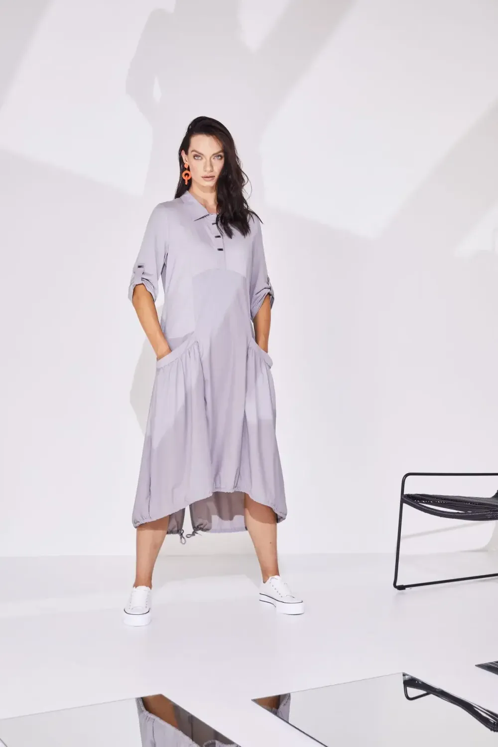 Jersey mix drawstring dress