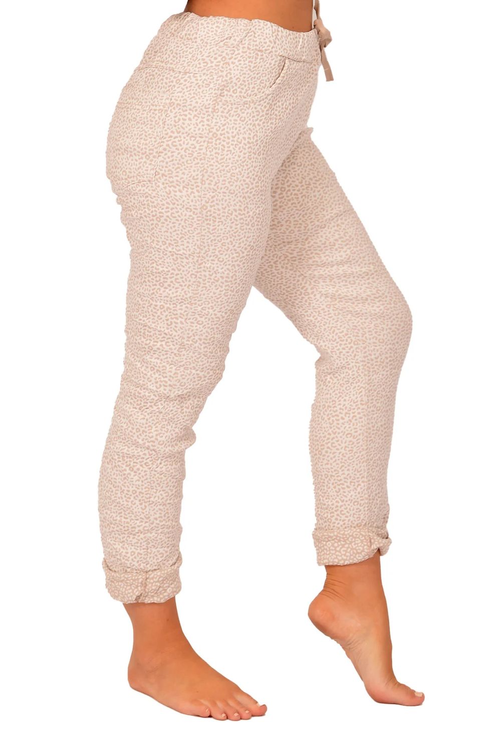 Animal print jogger, Color: Cream/ Beige, Size: O/S