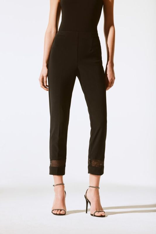 Mesh rhinestone hem detail pant