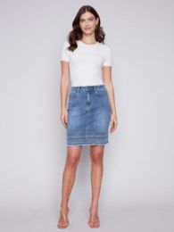 Embroidered hem scooter, Color: Med,  Blue, Size: 4