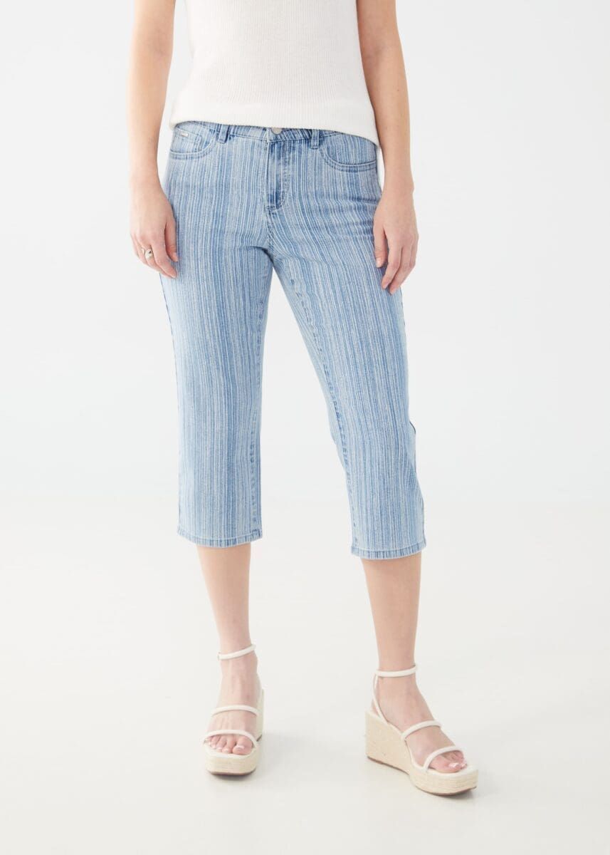 Olivia stripe capri, Color: Denim stripe, Size: 8