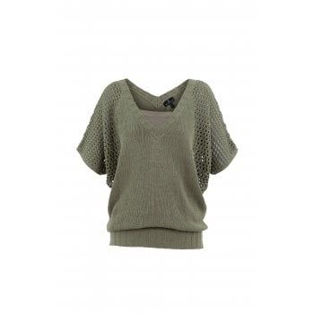 2pc crochet sweater, Color: Kaki, Size: S