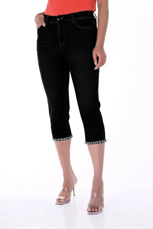 Embellished trim bow-back capri