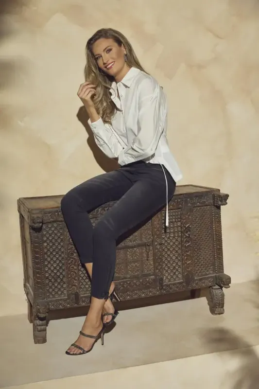 High-low button up blouse