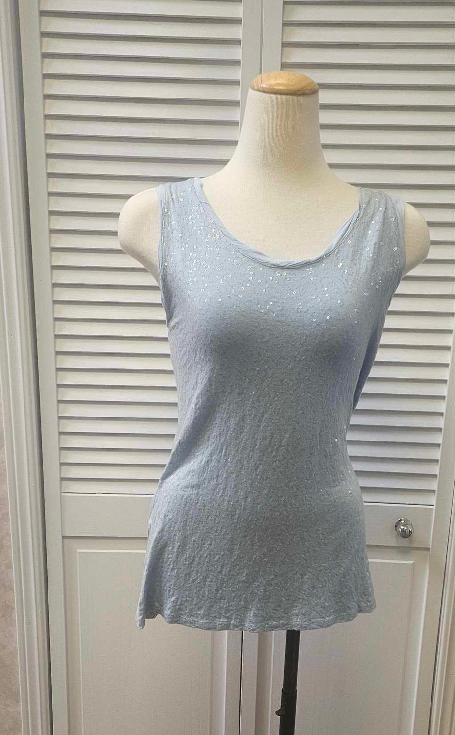 Sequin front tank, Color: Sky Blue, Size: M