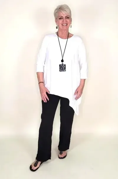 Angled hem tunic top