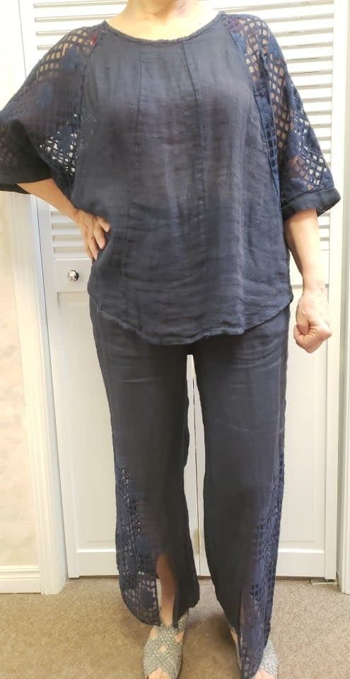 100% LINEN  Navy 2pc