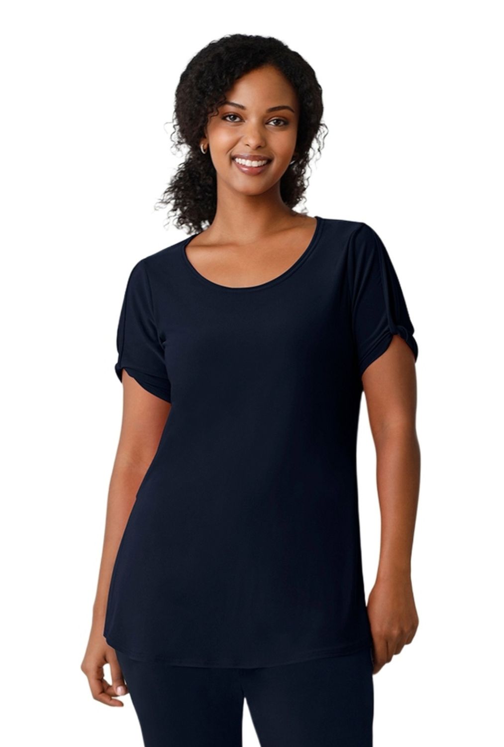Black twisted sleeve tunic top