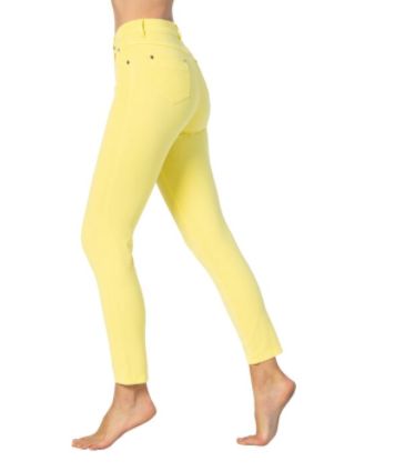 Yellow 4 way stretch high waisted jean