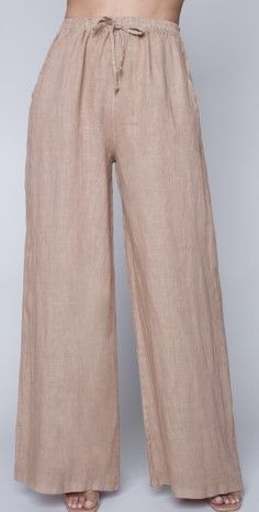 Wide leg linen pant , Color: Sand, Size: S