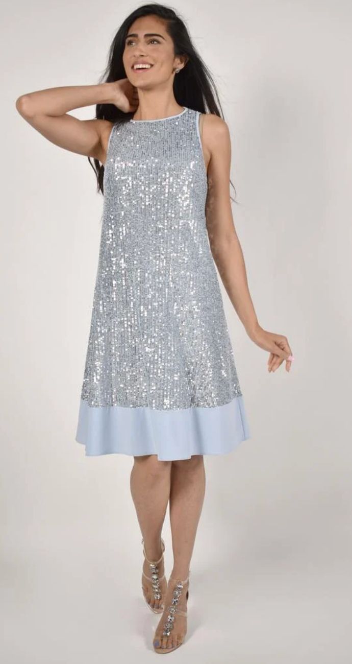 Blue/ silver sequin swing dress