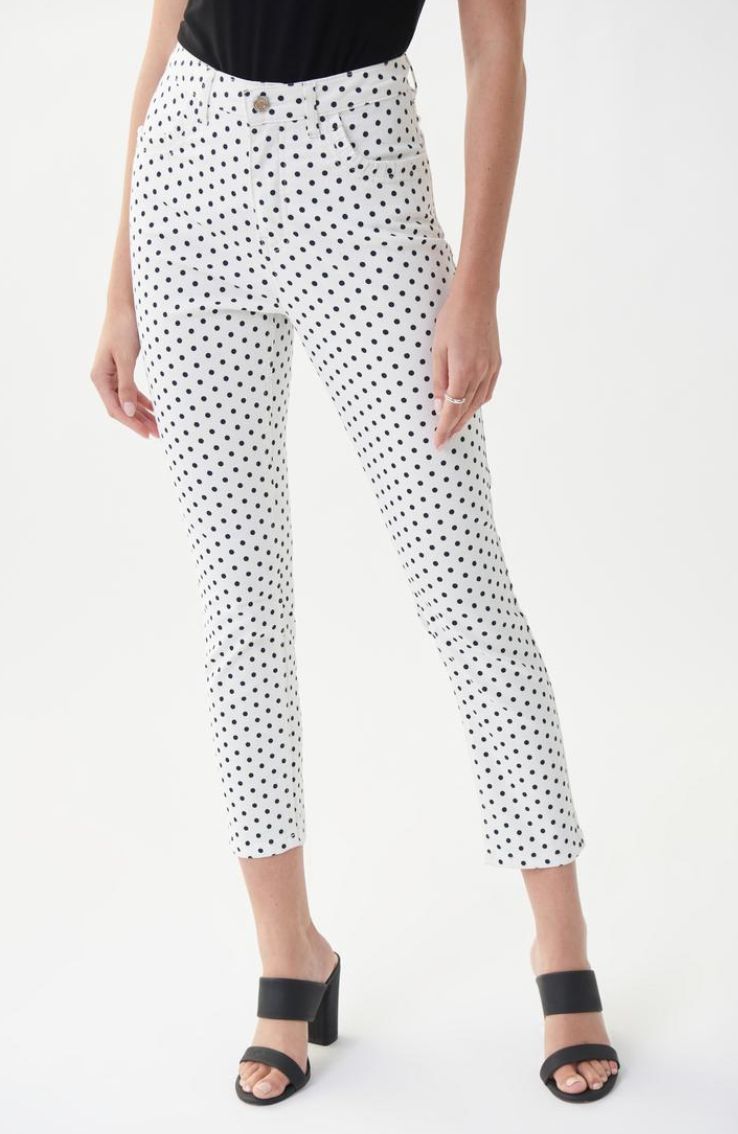 Vanilla/ black polka dot crop pant