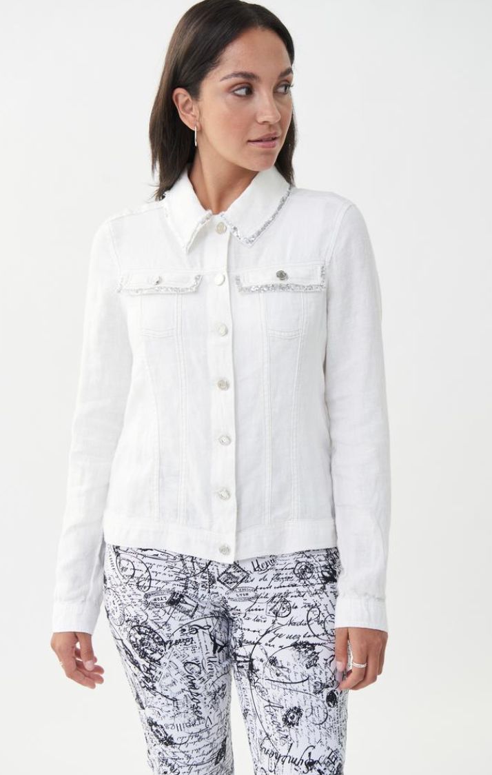 Linen button front jkt