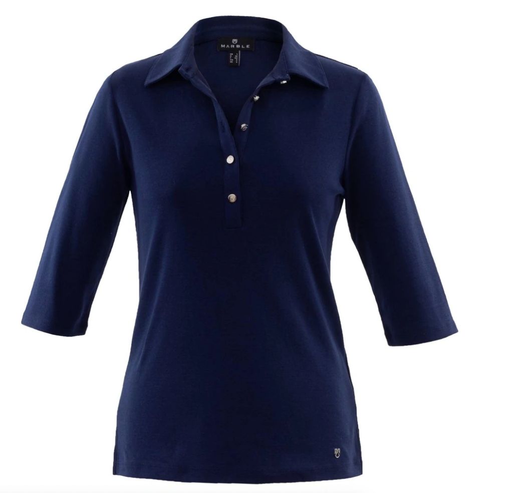 Navy 3/4 sleeve polo shirt