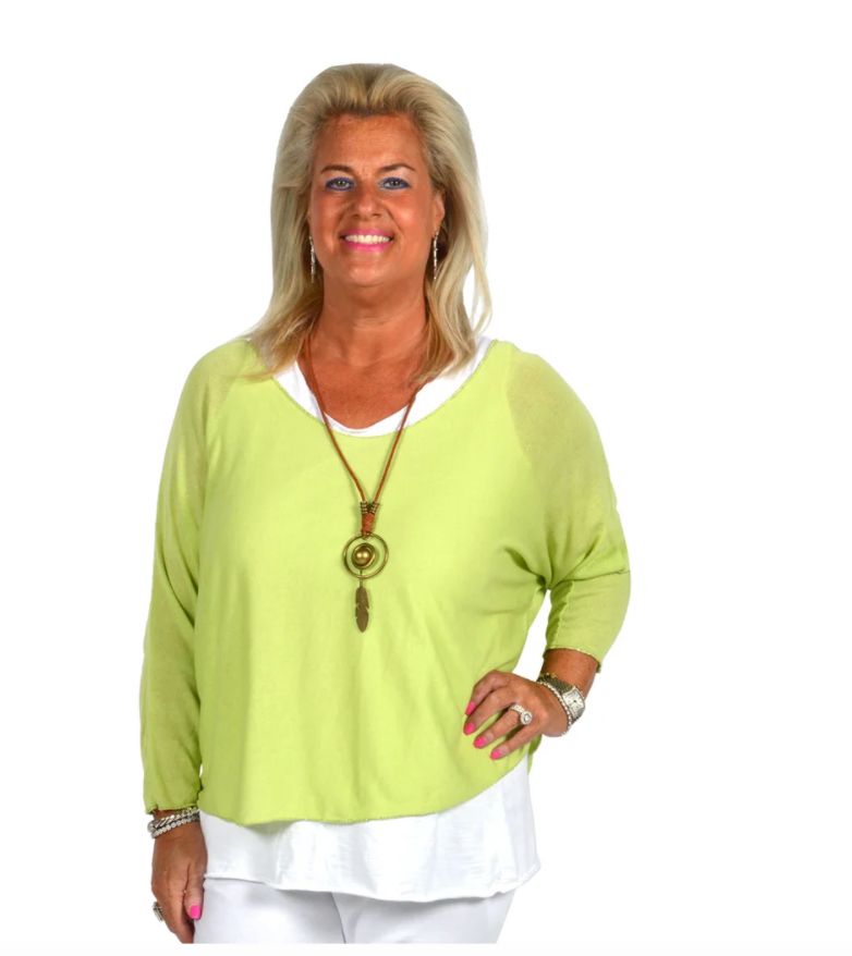 Lime 2pc tunic top with necklace