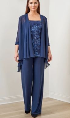 3pc lace cami pantsuit navy
