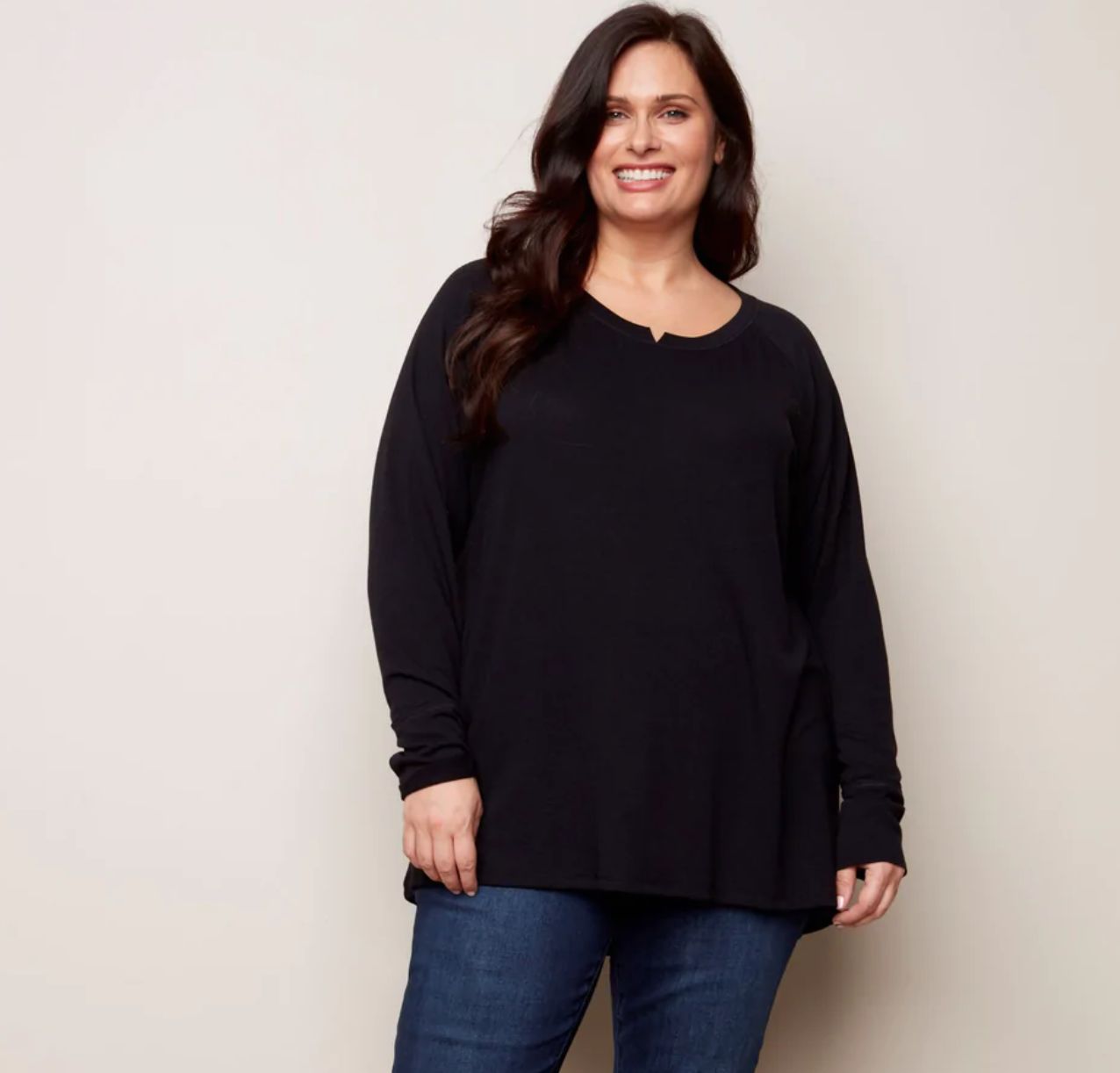Black jersey long sleeve plus