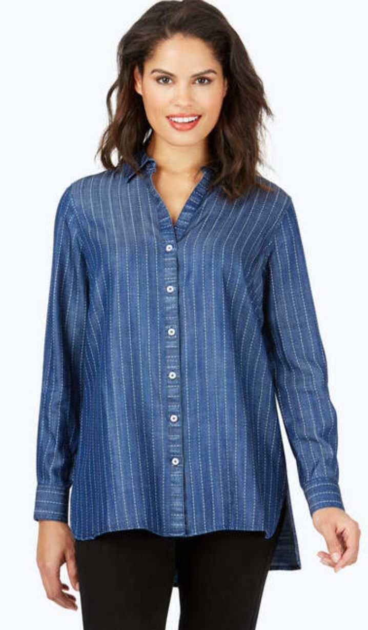 Denim Striped Blouse