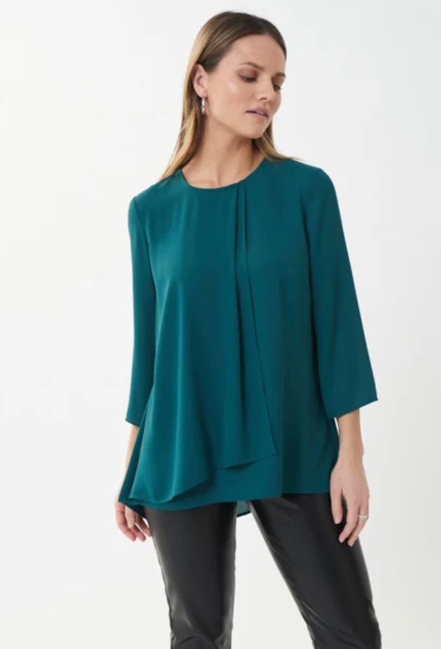 Rainforest chiffon 3/4 sleeve with button back detail