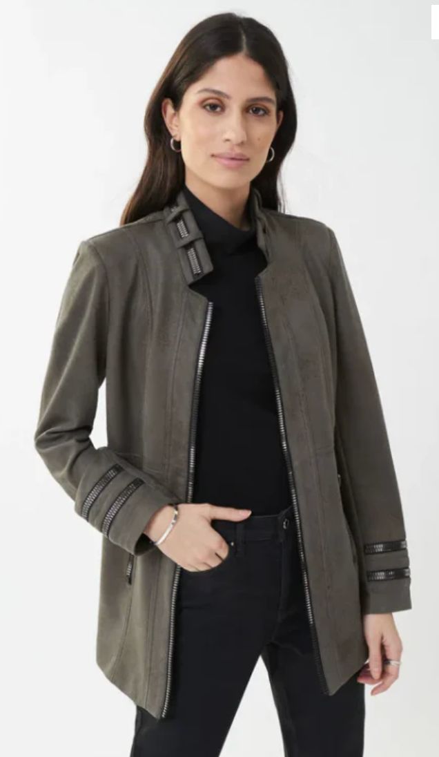 Dark avocado faux suede jkt