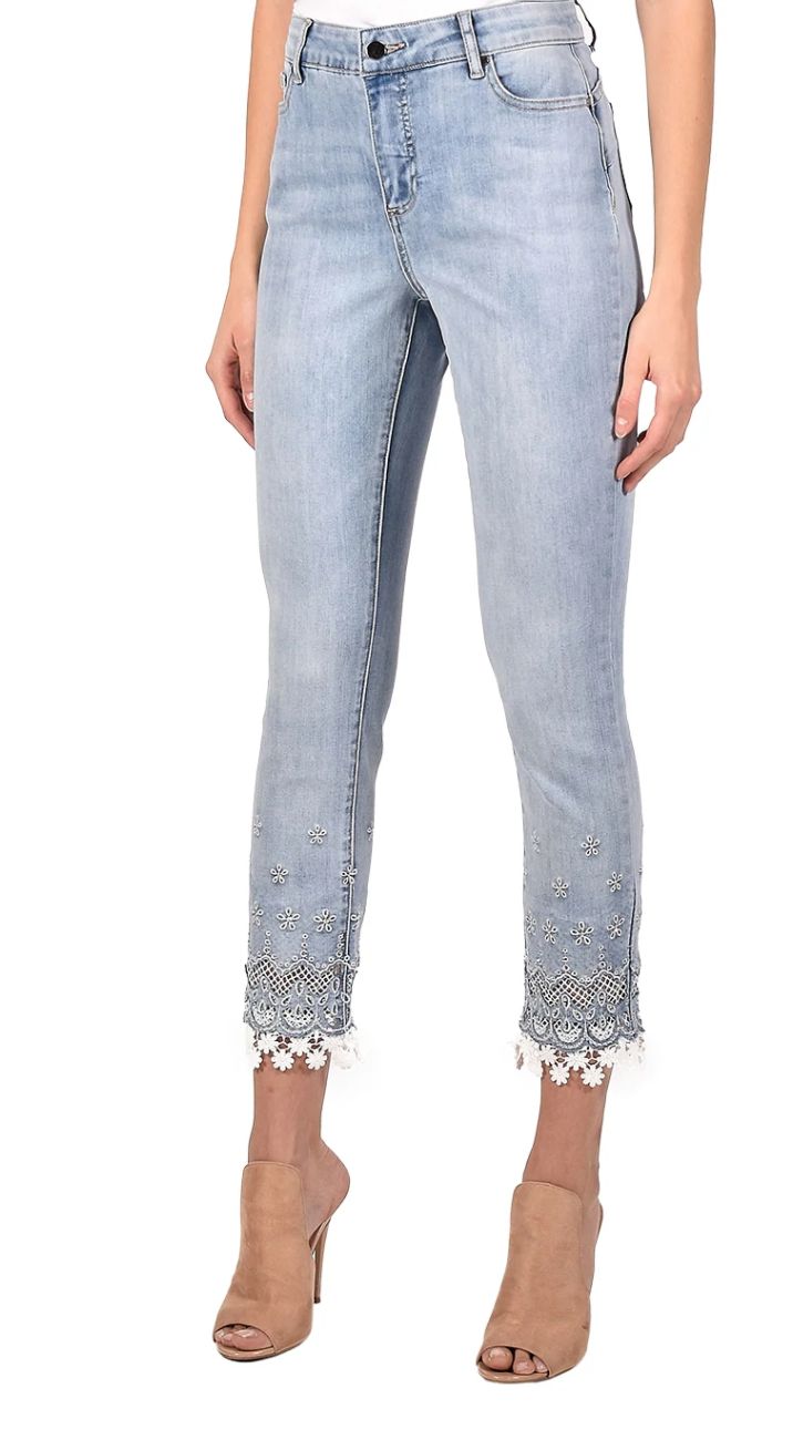 Light blue/ lace hem jean