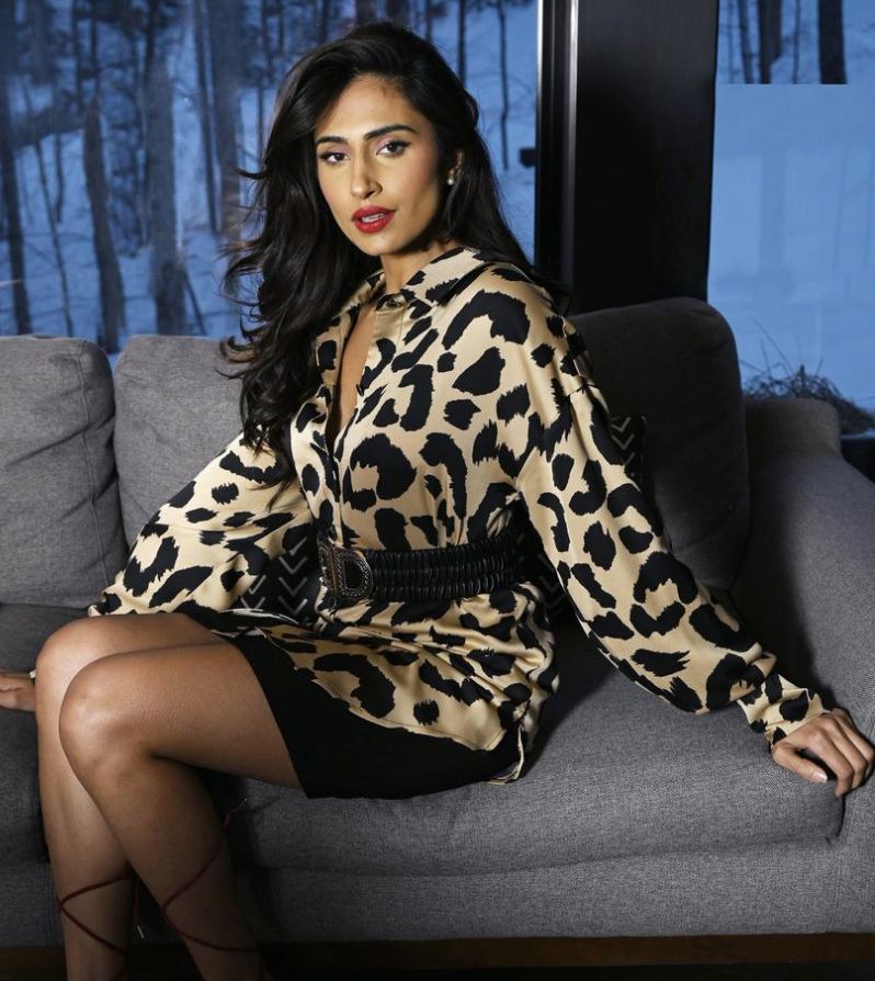 Animal print button up blouse