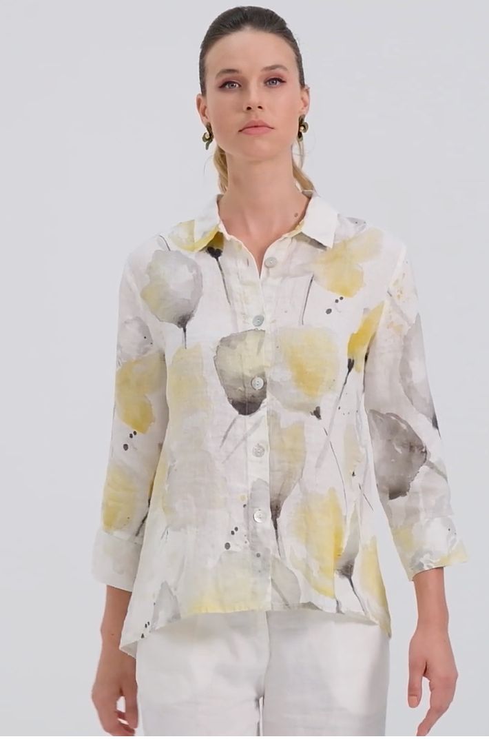 Floral print button up blouse