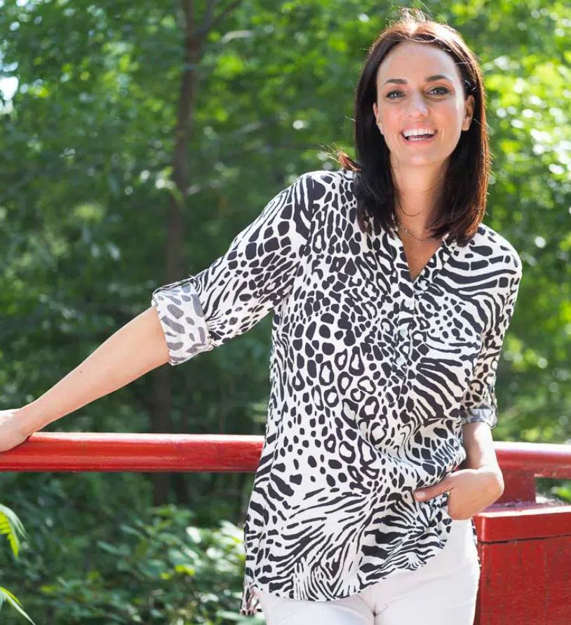 3/4 Sleeve black/ white tunic blouse