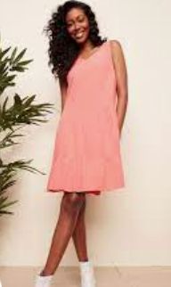 Coral sleeveless bubble cotton gauze dress
