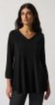 Black v-neck 3/4 embellished cuff sleeve tunic top