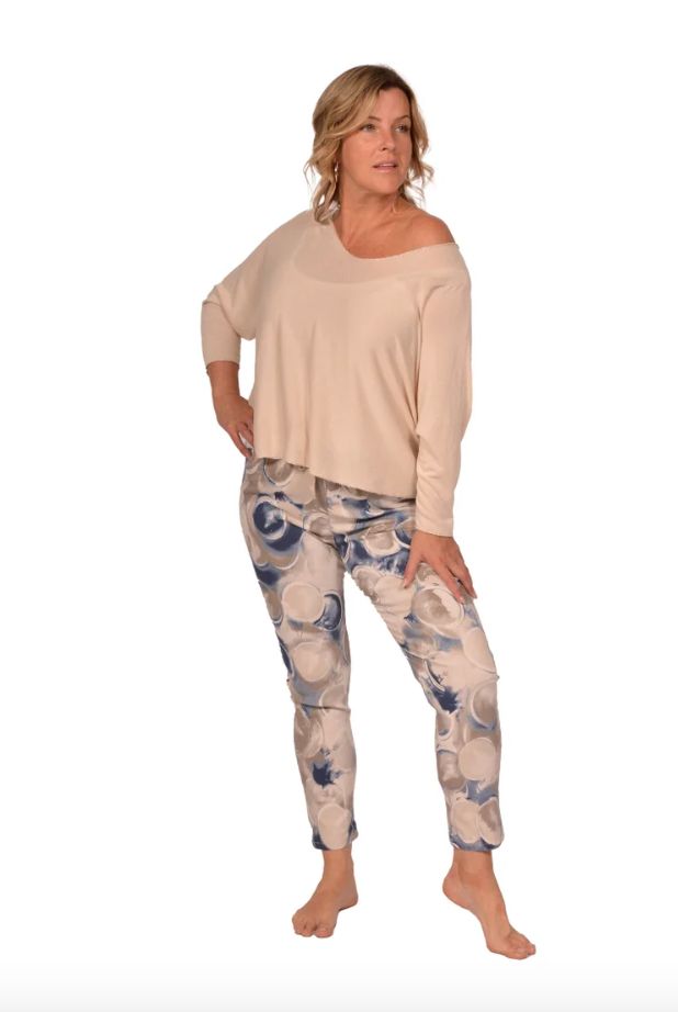 Blue/ pink circle print jogger
