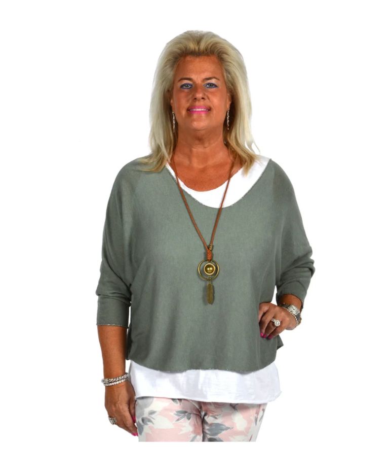 Fern 2pc tunic top with necklace