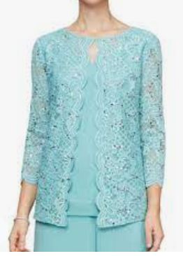 Sea foam lace 3/4 sleeve twin set