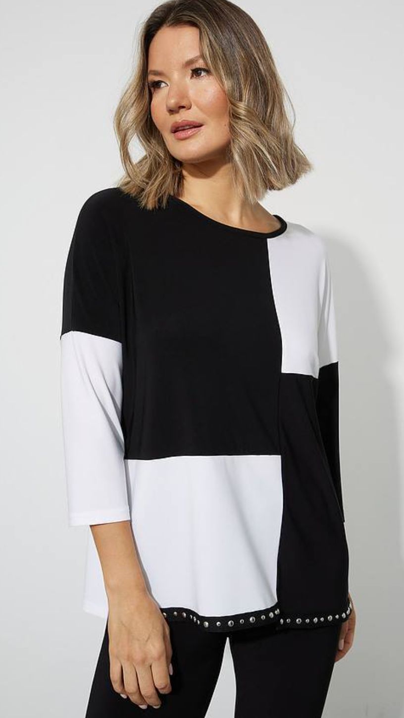 Black/ white colour block top