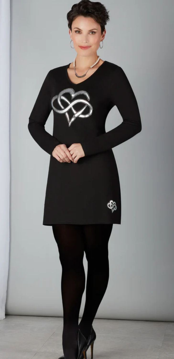Black tunic top with sequin detail