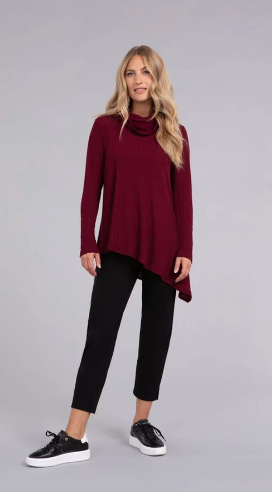 Bloodstream waffle knit cowl neck angle