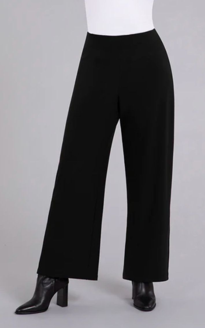 Black wide leg side slit detail pant
