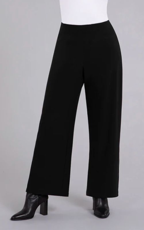 Black wide leg side slit detail pant