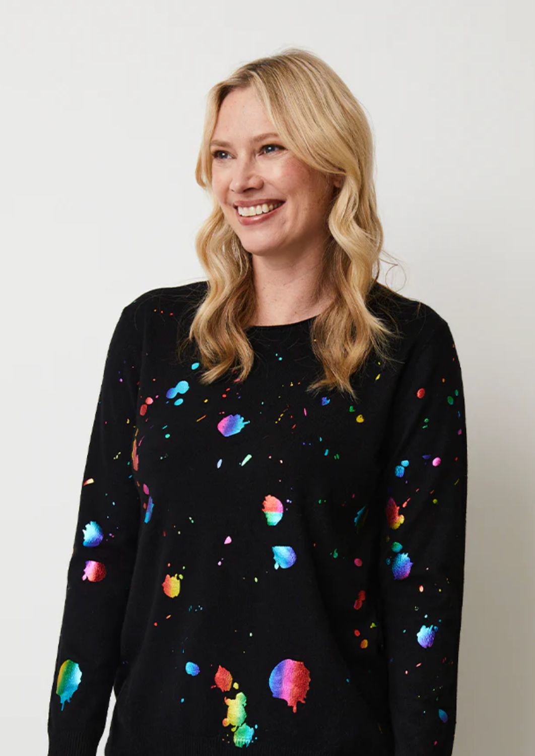 Black distressed shimmer dot long sleeve