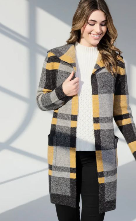 Amber combo checkered cardi