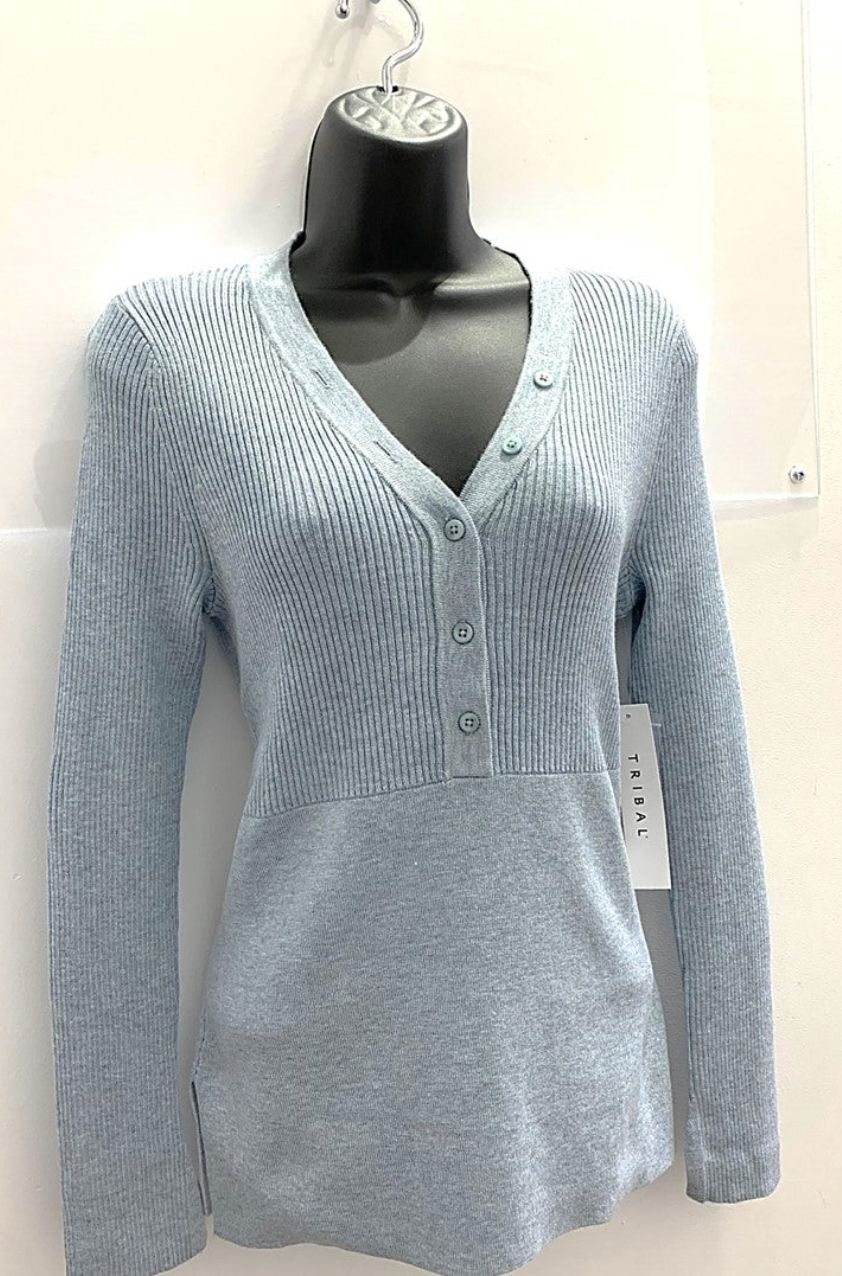 H.bluestone v-neck weave neck sweater