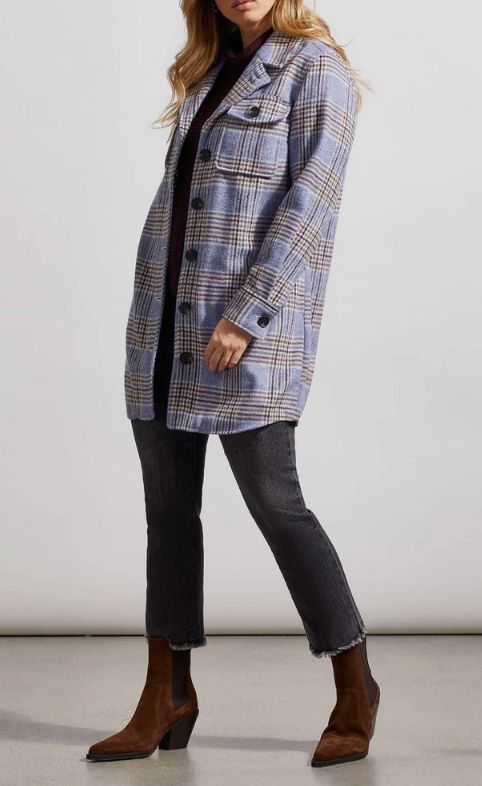 Blue lake notch collar shacket