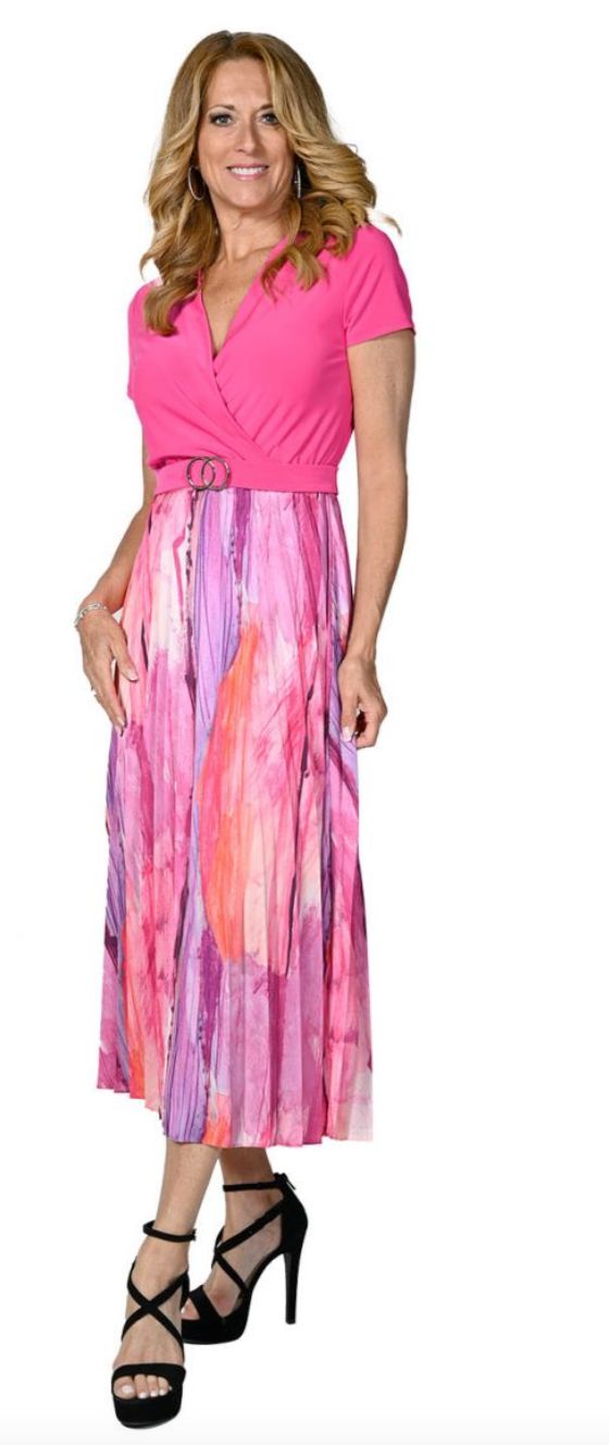 Hot pink midi with belt
