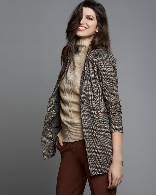 Amaretto combo plaid blazer