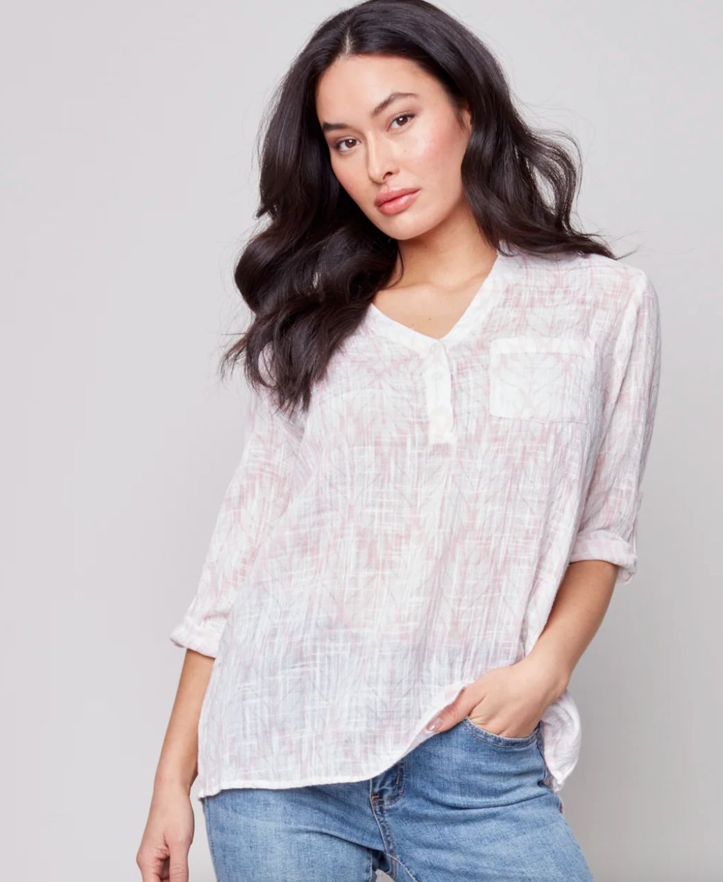 Peony print blouse