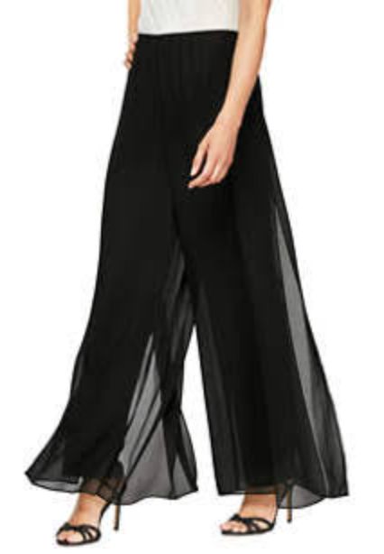 Black chiffon side slit palazzo pant