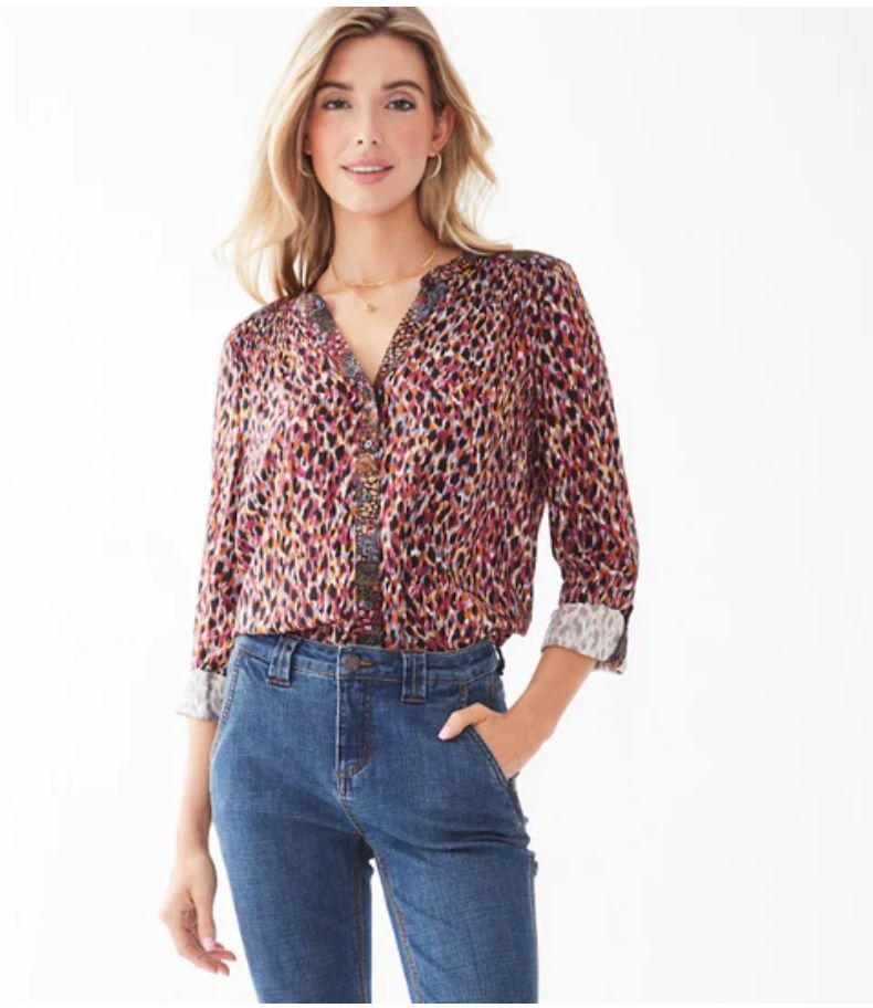 Abstract dual print blouse
